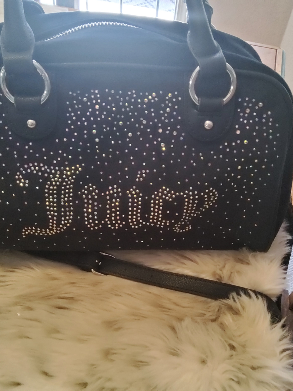 Juicy Couture Let it Shine Liquorice Bowler Bag EUC